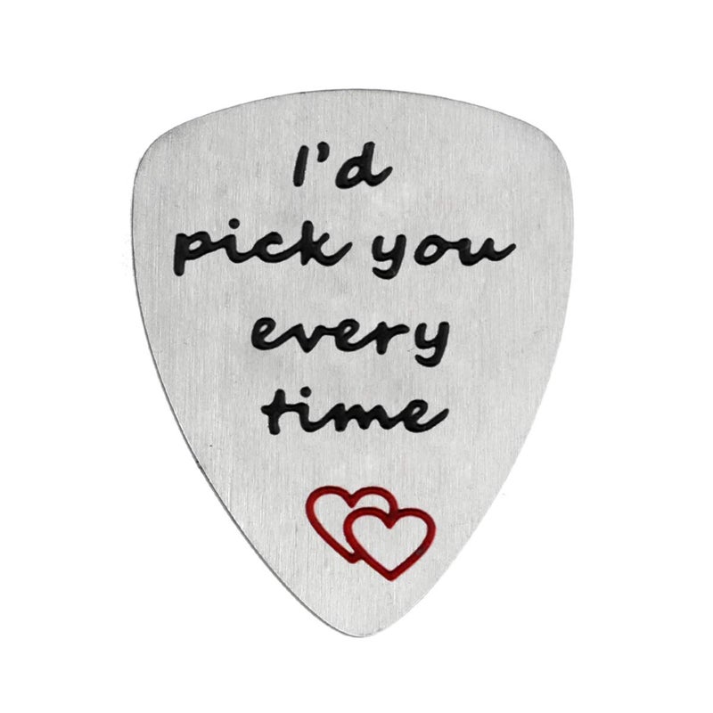 YeeQin I'd Pick You Every Time Guitar Pick, Musical Gift, Anniversary Date, Valentine's Day Gift for Men - Image 1
